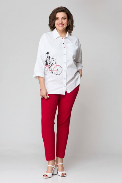 Блуза, брюки Solomeya Lux 931б белый+красный - фото 7