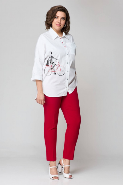 Блуза, брюки Solomeya Lux 931б белый+красный - фото 6