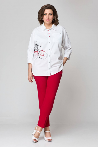 Блуза, брюки Solomeya Lux 931б белый+красный - фото 5