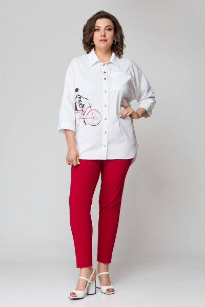 Блуза, брюки Solomeya Lux 931б белый+красный - фото 4