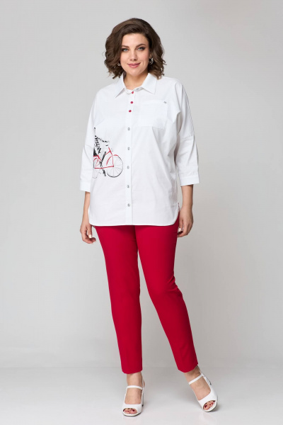 Блуза, брюки Solomeya Lux 931б белый+красный - фото 3