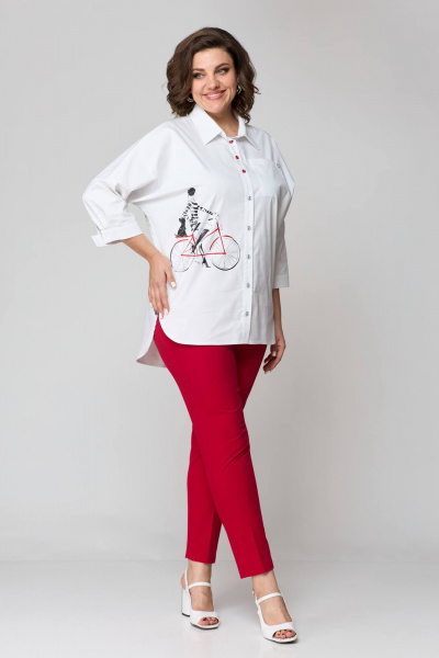 Блуза, брюки Solomeya Lux 931б белый+красный - фото 1