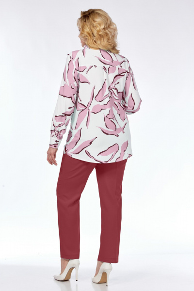 Блуза, брюки Элль-стиль 2265/5 розовый_марсала - фото 4