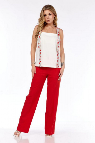 Блуза, брюки, жакет Милора-стиль 1208 красный - фото 3