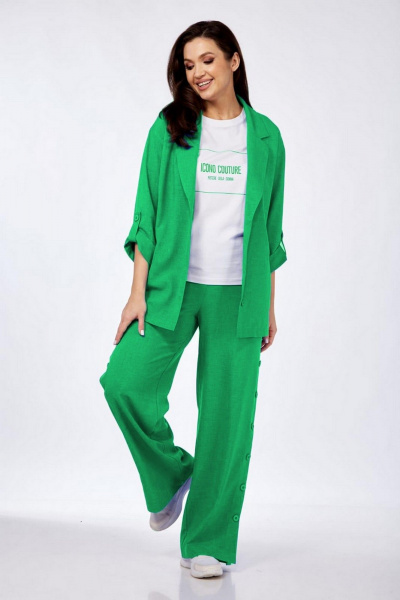 Брюки, жакет, футболка Милора-стиль 1211 зеленый - фото 1