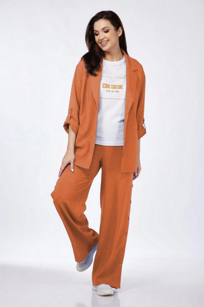 Брюки, жакет, футболка Милора-стиль 1211 оранжевый - фото 1