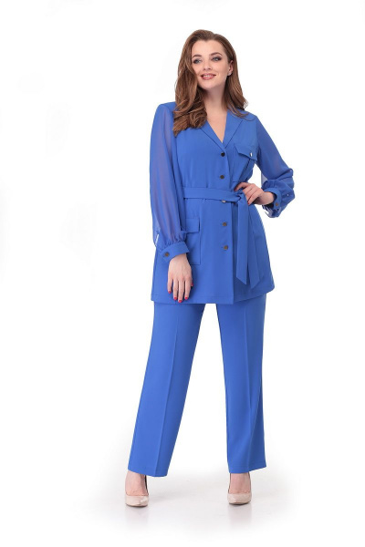Блуза, брюки Мишель стиль 883 голубой - фото 1