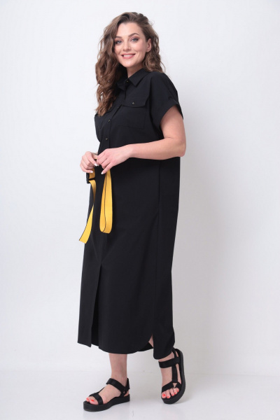 Платье, пояс Michel chic 993/2 черный,желтый - фото 5