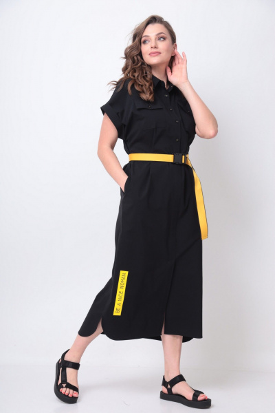 Платье, пояс Michel chic 993/2 черный,желтый - фото 2