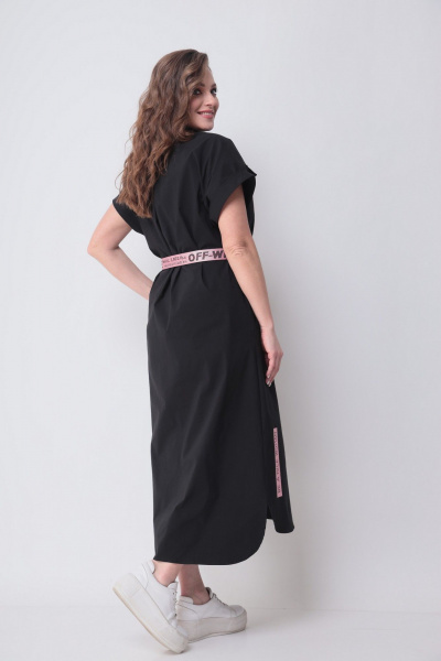 Платье, пояс Michel chic 993/2 черный,розовый - фото 5