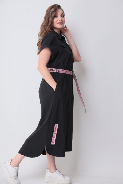 Платье, пояс Michel chic 993/2 черный,розовый - фото 4