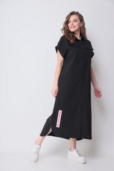 Платье, пояс Michel chic 993/2 черный,розовый - фото 2