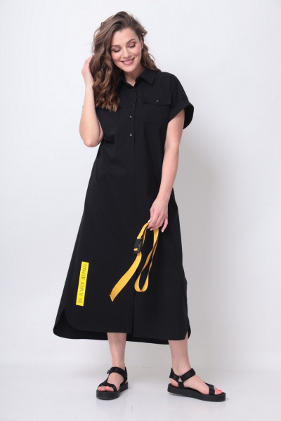 Платье, пояс Michel chic 993/2 черный,желтый - фото 3