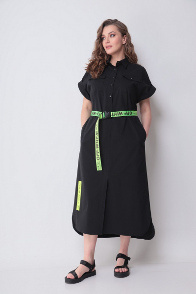 Платье, пояс Michel chic 993/2 черный,салатовый - фото 1