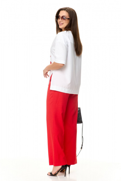 Блуза, брюки Taita plus 2413 красный+белый - фото 7