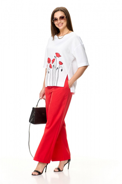 Блуза, брюки Taita plus 2413 красный+белый - фото 5