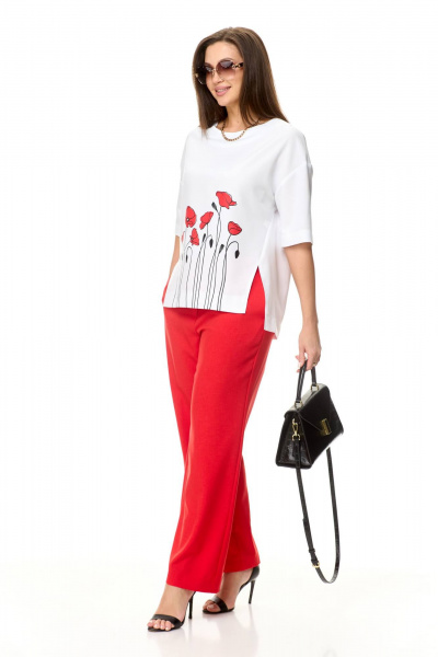 Блуза, брюки Taita plus 2413 красный+белый - фото 3