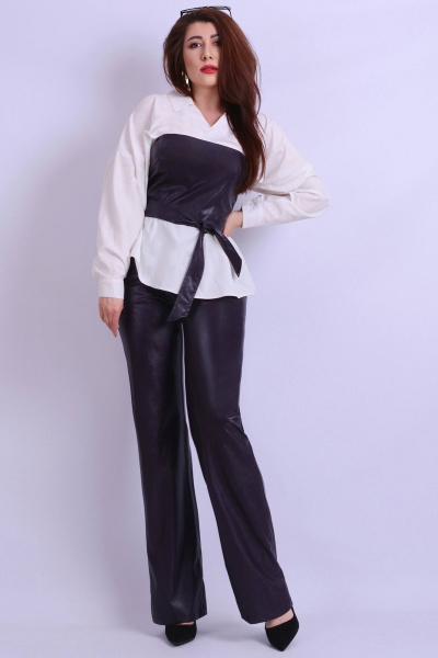 Блуза, брюки, топ Patriciа 01-5462-3 баклажановый,белый - фото 3