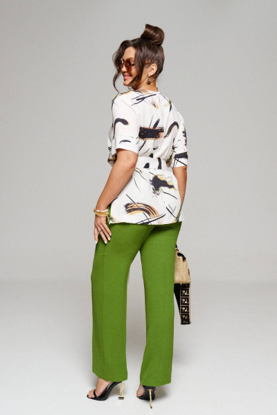 Блуза, брюки Beautiful&Free 6144 абстракция+зеленый - фото 5