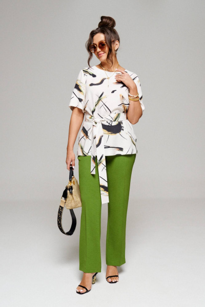 Блуза, брюки Beautiful&Free 6144 абстракция+зеленый - фото 1