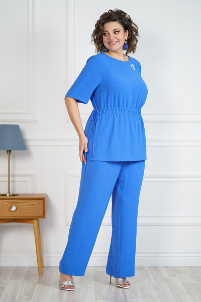 Блуза, брюки Alani Collection 2101 голубой - фото 7