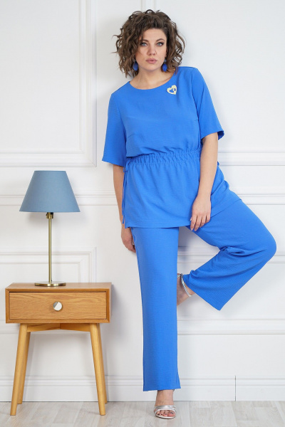 Блуза, брюки Alani Collection 2101 голубой - фото 1