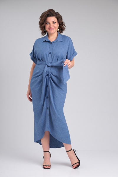 Платье ANASTASIA MAK 1180 синий - фото 2