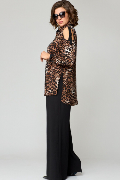 Блуза, брюки EVA GRANT 211 леопард+черный_принт - фото 10