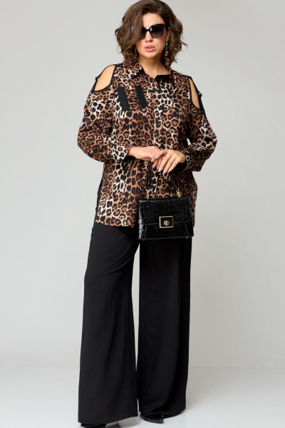 Блуза, брюки EVA GRANT 211 леопард+черный_принт - фото 9