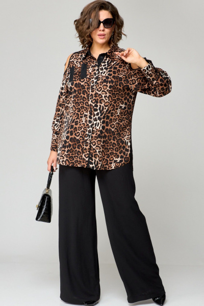 Блуза, брюки EVA GRANT 211 леопард+черный_принт - фото 8