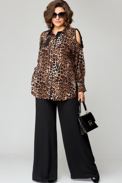 Блуза, брюки EVA GRANT 211 леопард+черный_принт - фото 7