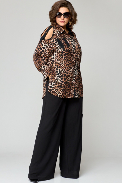 Блуза, брюки EVA GRANT 211 леопард+черный_принт - фото 4