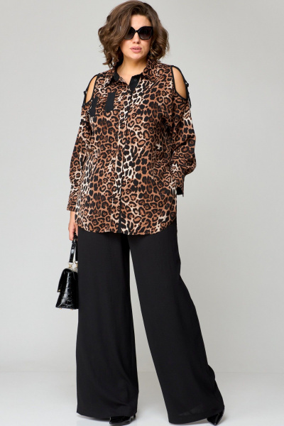 Блуза, брюки EVA GRANT 211 леопард+черный_принт - фото 3