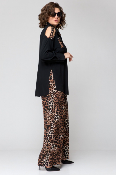 Блуза, брюки EVA GRANT 211 черный+леопард_принт - фото 11