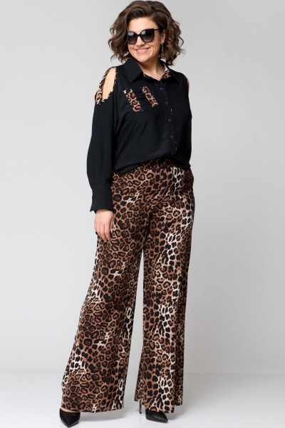 Блуза, брюки EVA GRANT 211 черный+леопард_принт - фото 10