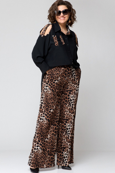 Блуза, брюки EVA GRANT 211 черный+леопард_принт - фото 9