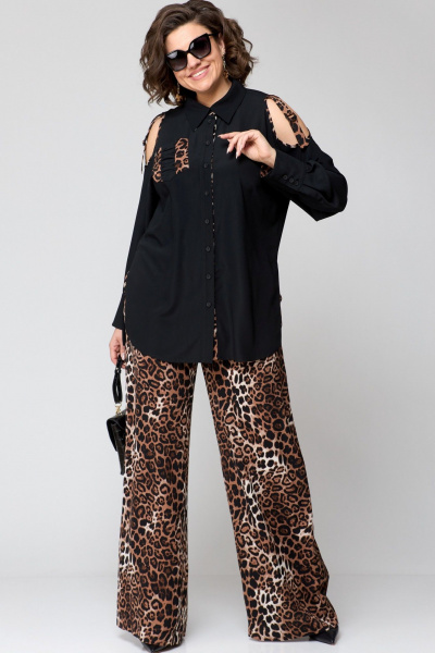 Блуза, брюки EVA GRANT 211 черный+леопард_принт - фото 6