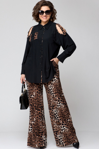 Блуза, брюки EVA GRANT 211 черный+леопард_принт - фото 5