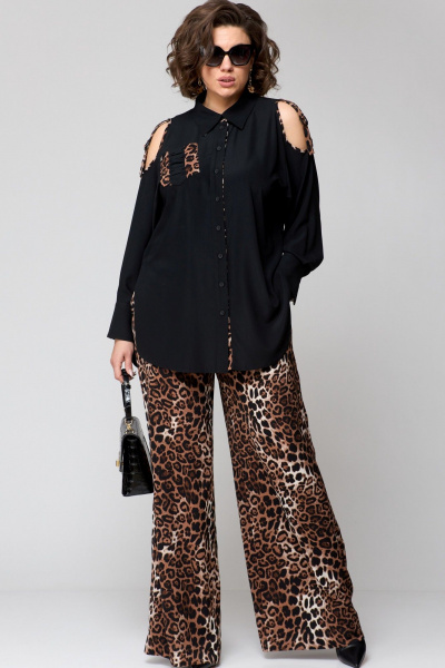 Блуза, брюки EVA GRANT 211 черный+леопард_принт - фото 4