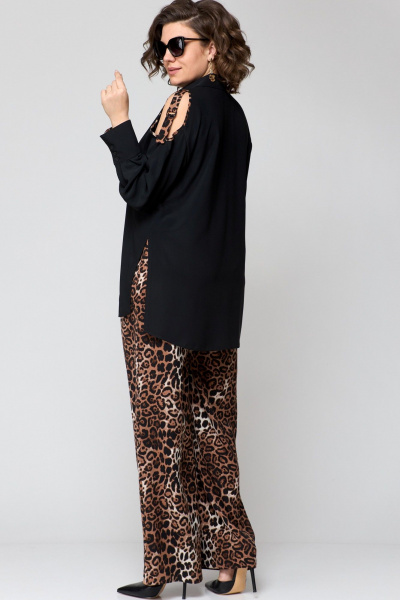 Блуза, брюки EVA GRANT 211 черный+леопард_принт - фото 8