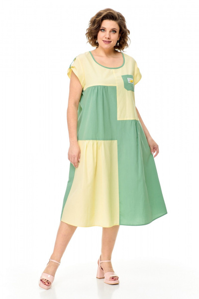 Платье T&N 7514 лимон-мята - фото 1
