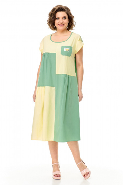 Платье T&N 7514 лимон-мята - фото 2