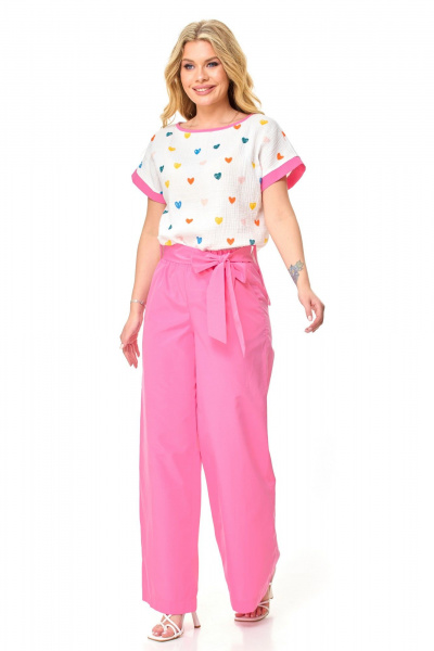 Блуза, брюки, пояс T&N 7517 розовый - фото 6