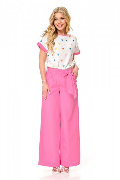 Блуза, брюки, пояс T&N 7517 розовый - фото 4
