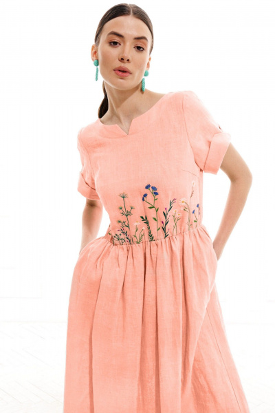 Платье ELLETTO LIFE 1003 персиковый - фото 6