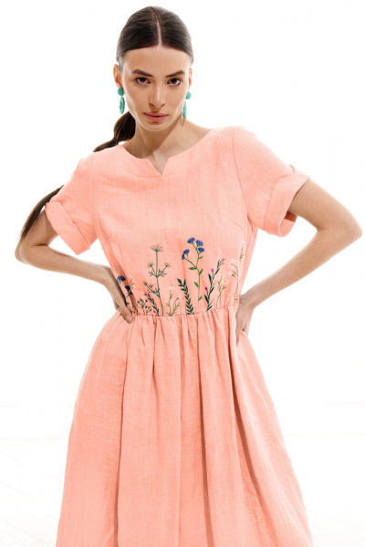 Платье ELLETTO LIFE 1003 персиковый - фото 3