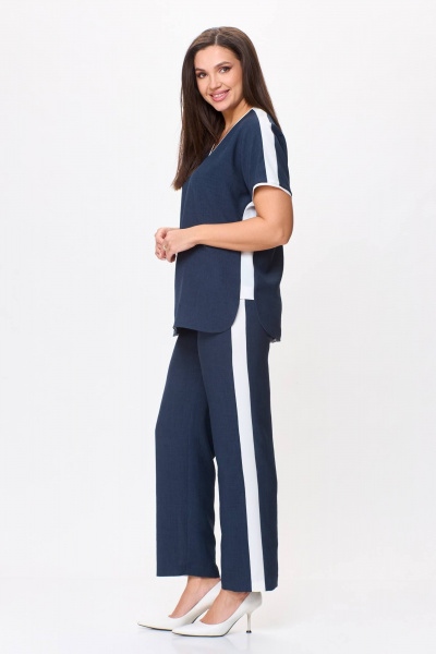 Блуза, брюки Karina deLux M-1207/1 синий,белый - фото 4