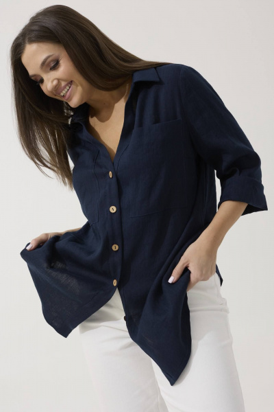 Блуза, брюки Ma Сherie 3054 темно-синий
+белый - фото 6