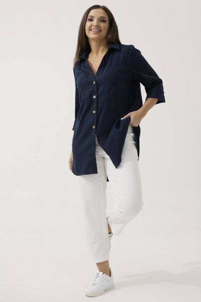 Блуза, брюки Ma Сherie 3054 темно-синий
+белый - фото 4
