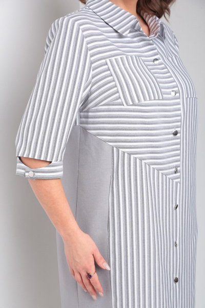 Платье Tensi 368 серый+белый - фото 6